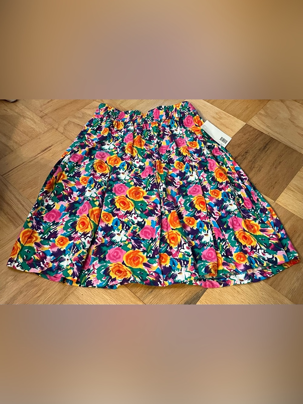 Vintage 80s 90s Rayon Floral Midi Skirt